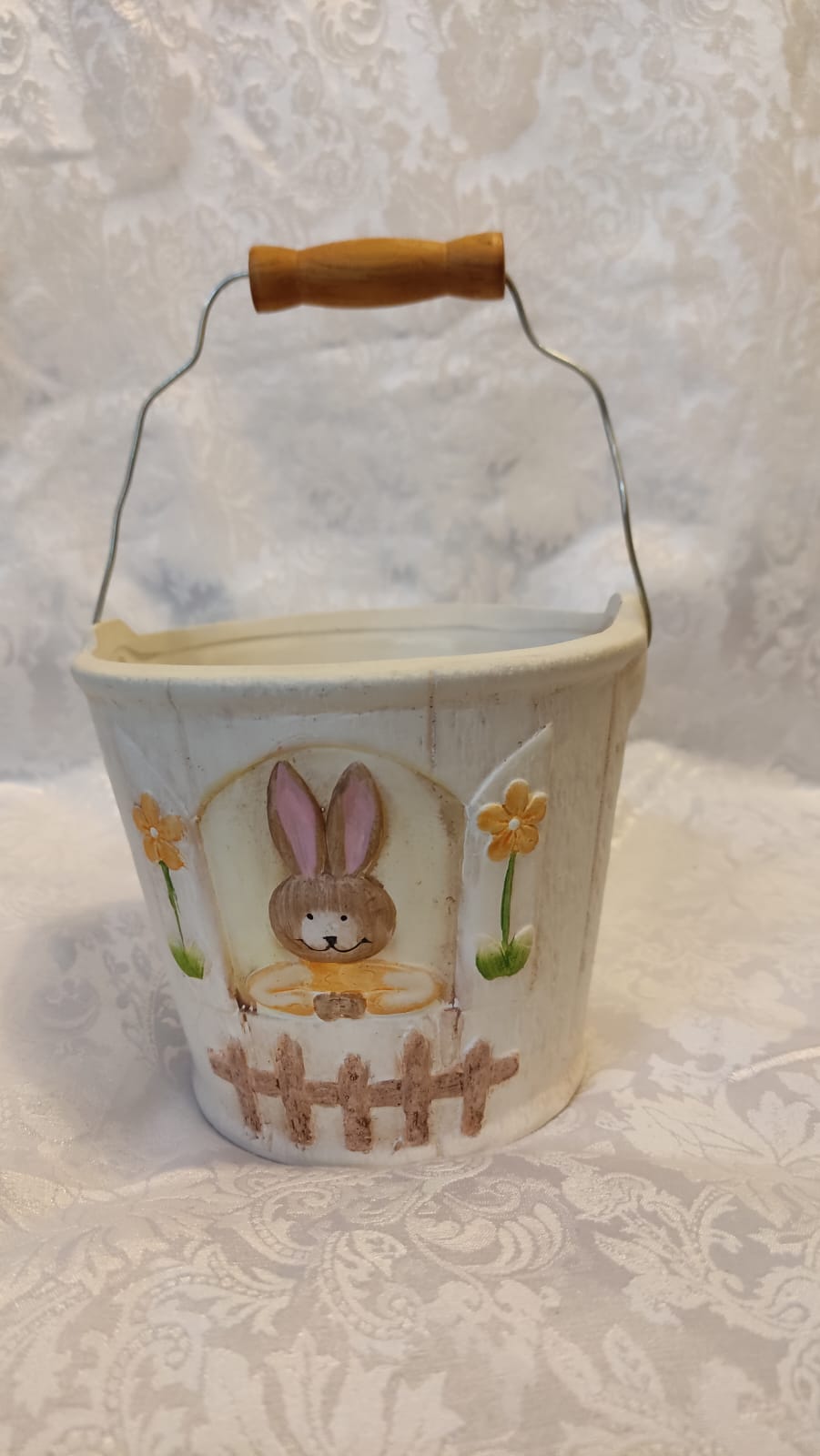 COPPIA SECCHIELLO PORTA VASO CONIGLIO