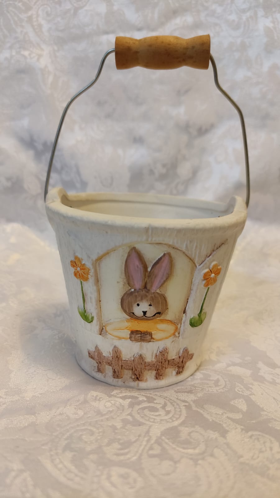 COPPIA SECCHIELLO PORTA VASO CONIGLIO