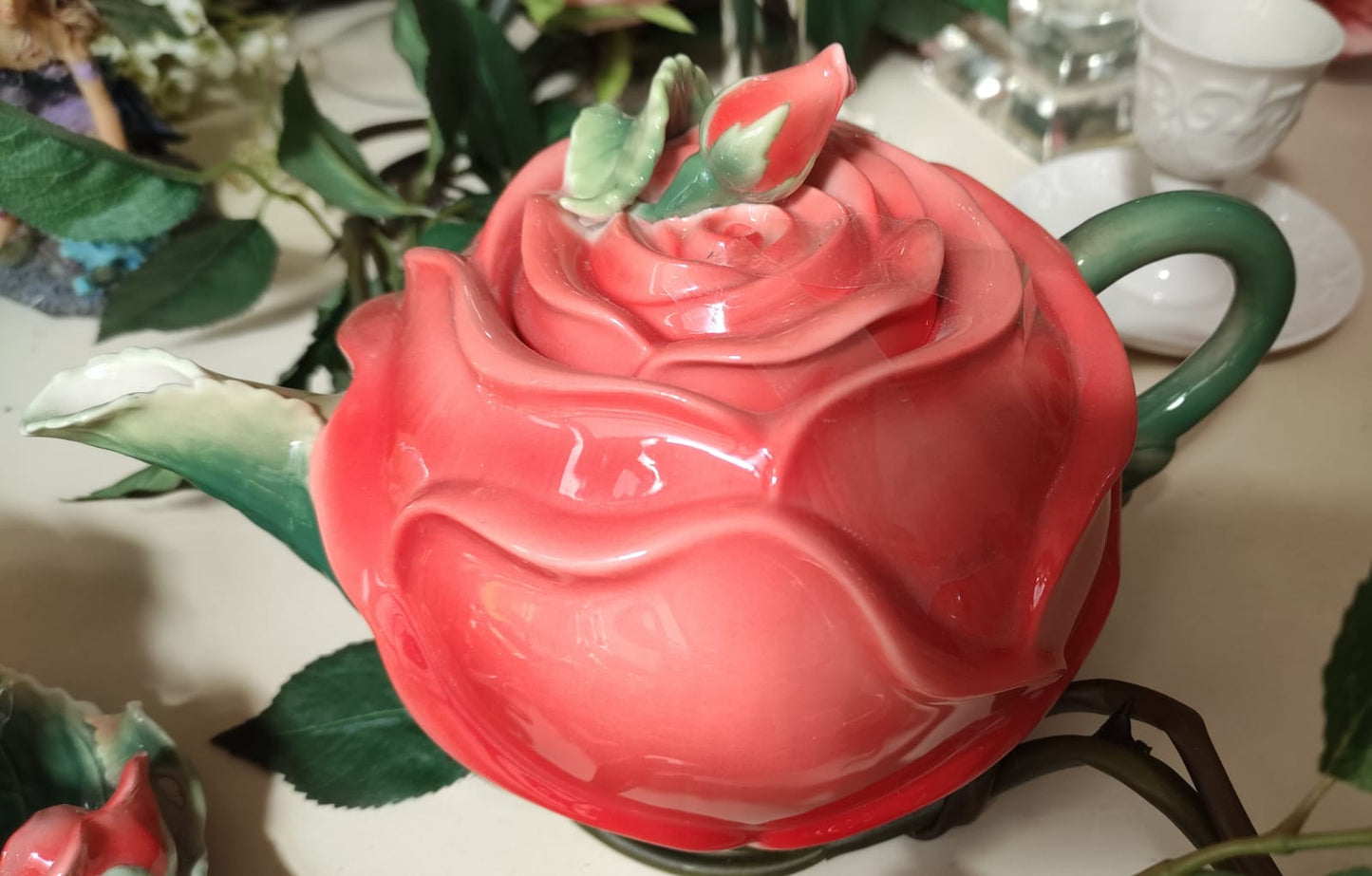 SET TEIERA E TAZZA FIORE DA COLLEZIONE _ ROSA