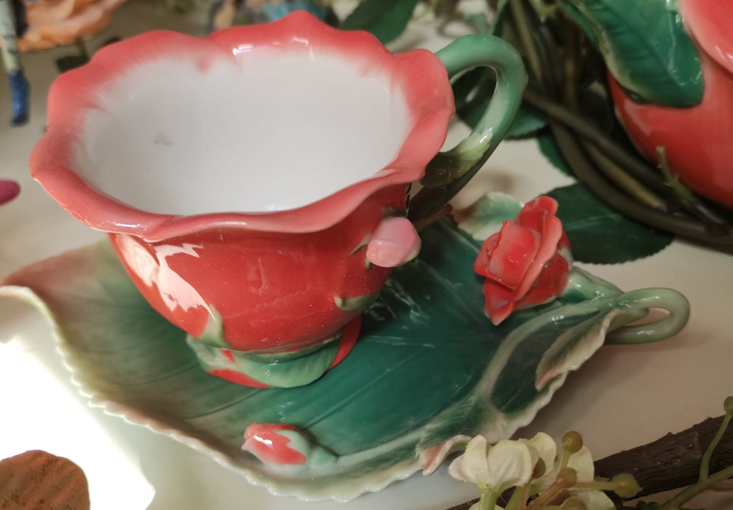 SET TEIERA E TAZZA FIORE DA COLLEZIONE _ ROSA