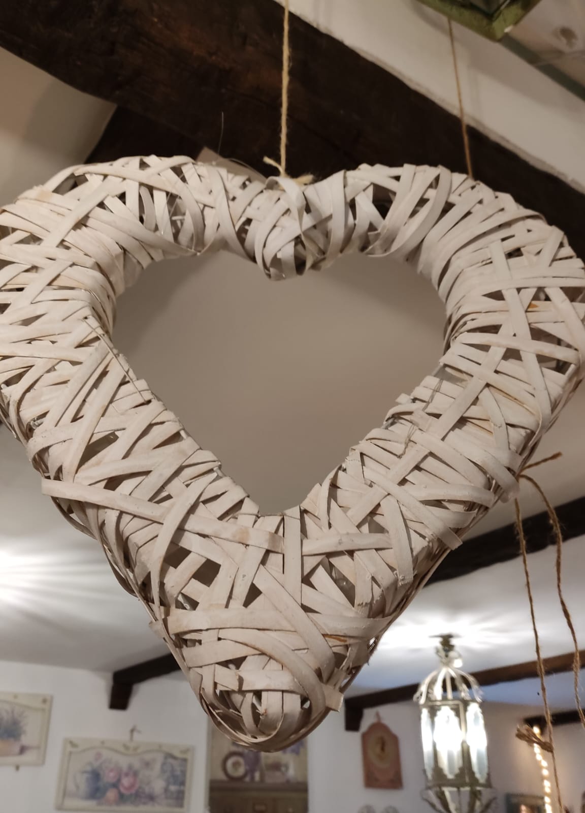 CUORE VIMINI PORTA PIANTE GRANDE DA APPENDERE