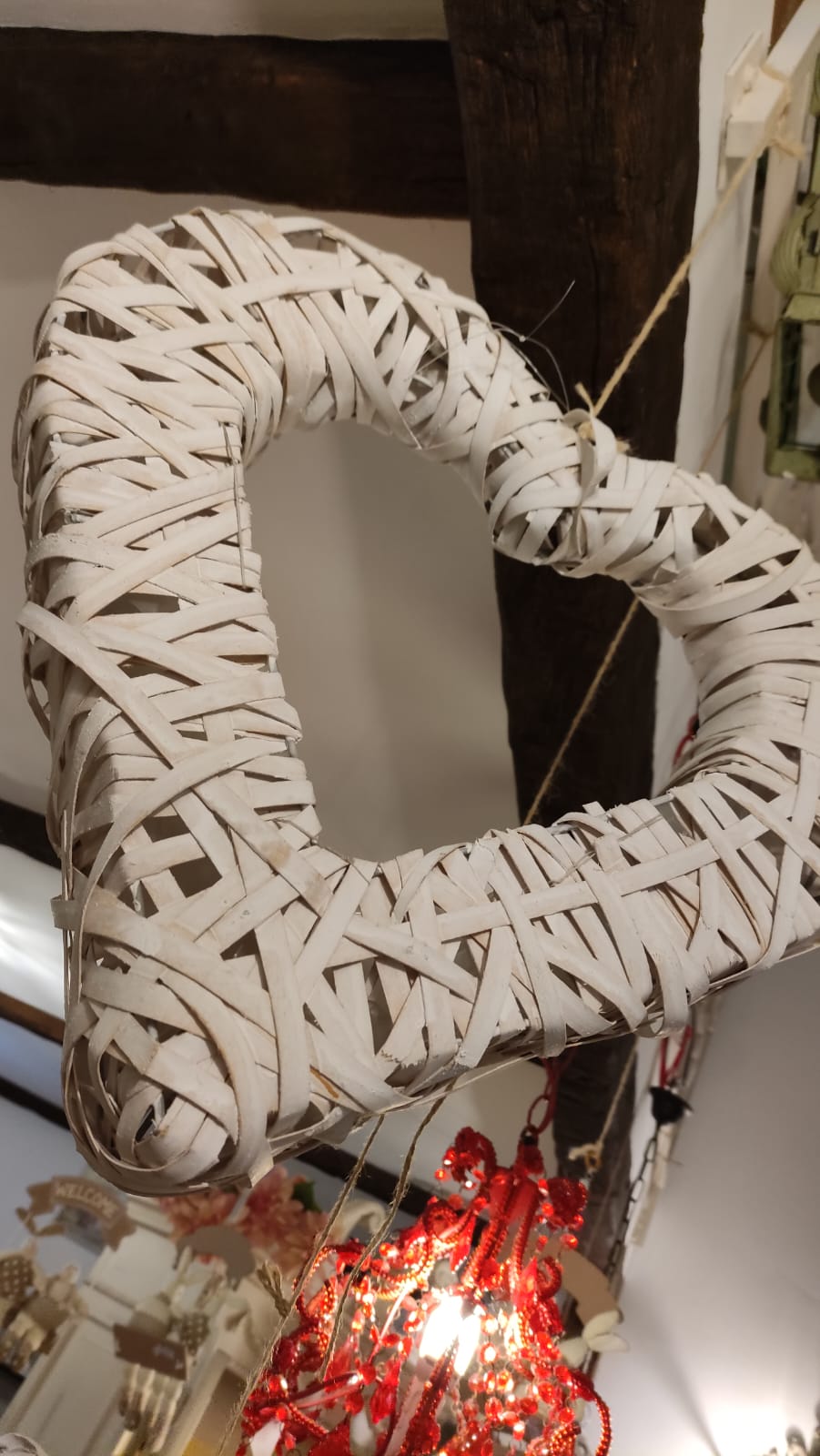 CUORE VIMINI PORTA PIANTE GRANDE DA APPENDERE