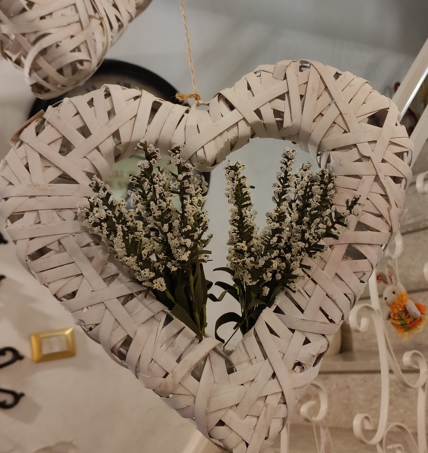 CUORE VIMINI PORTA PIANTE / FIORI PICCOLO DA APPENDERE