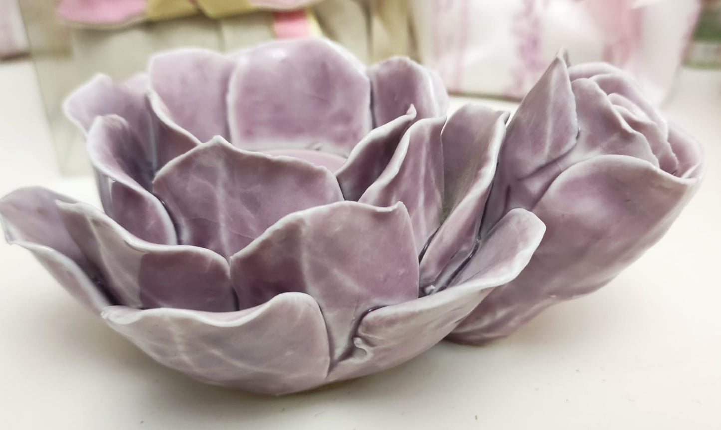PORTA TEALIGHT FORMA ROSA VIOLA