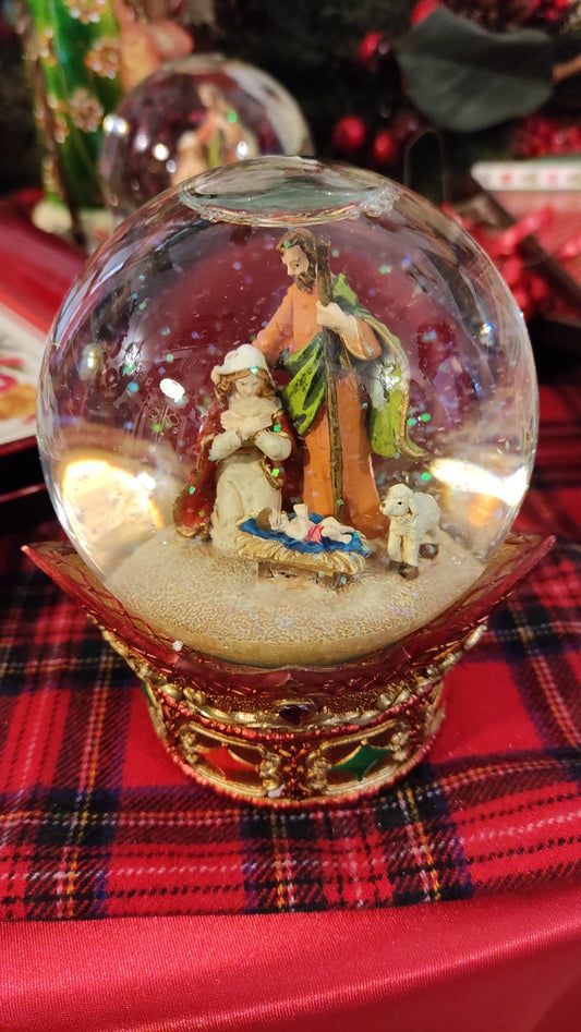 PALLA DI NEVE NATALIZIA CON NATIVITÀ