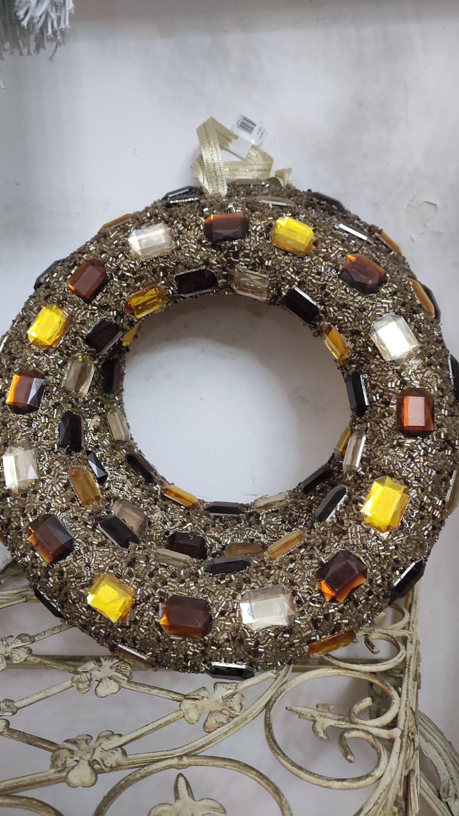 GHIRLANDA NATALIZIA CON PIETRE ORO E BRONZO