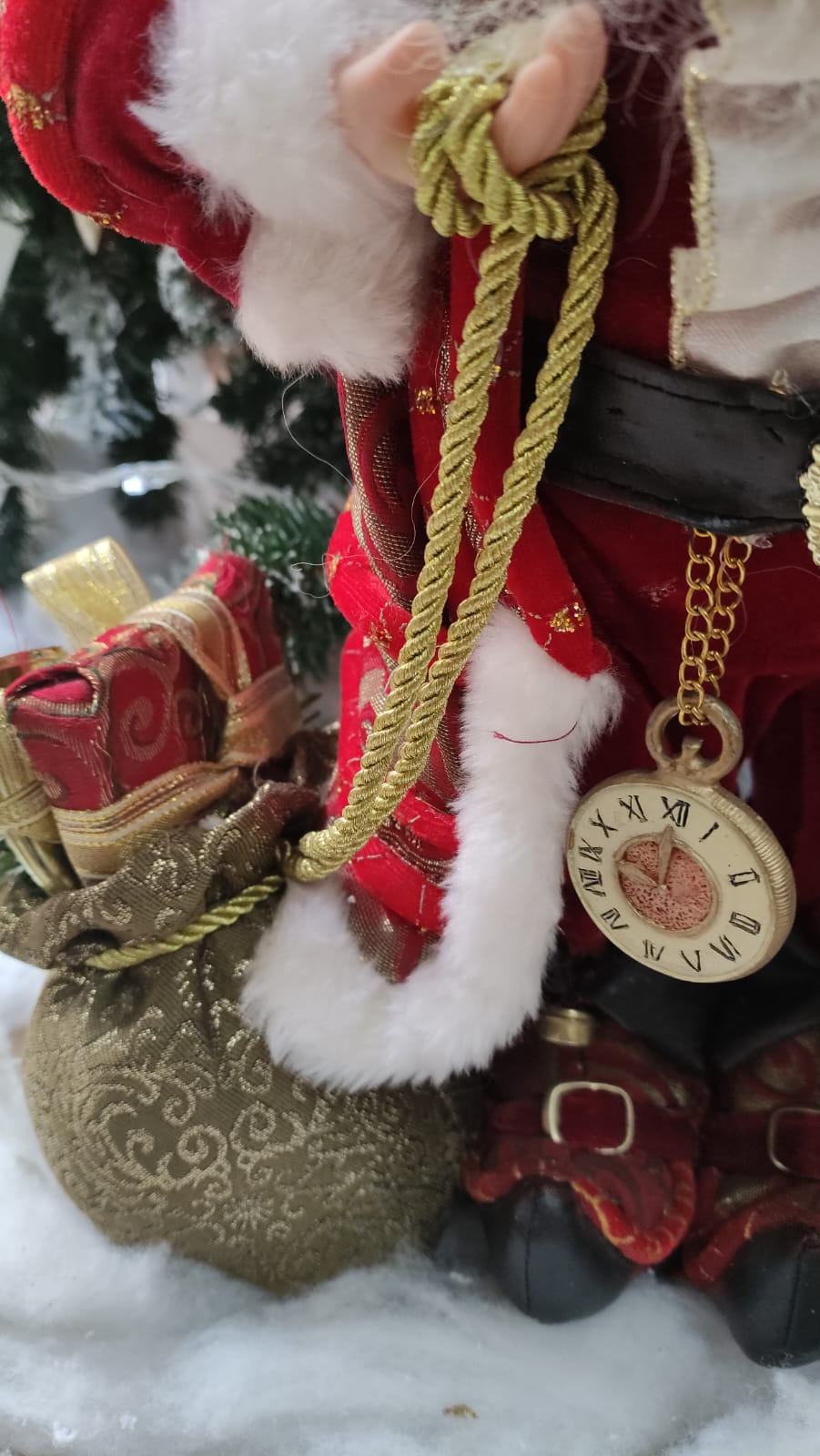 BABBO NATALE DA COLLEZIONE IN VELLUTO ROSSO CON LANTERNA