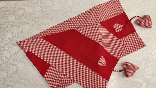 RUNNER ROSSO QUADRETTI CON CUORE
