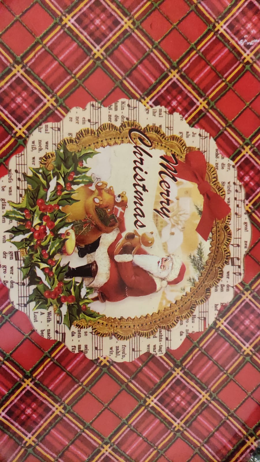 VASSOIO NATALIZIO LATTA CON DECORO TARTAN