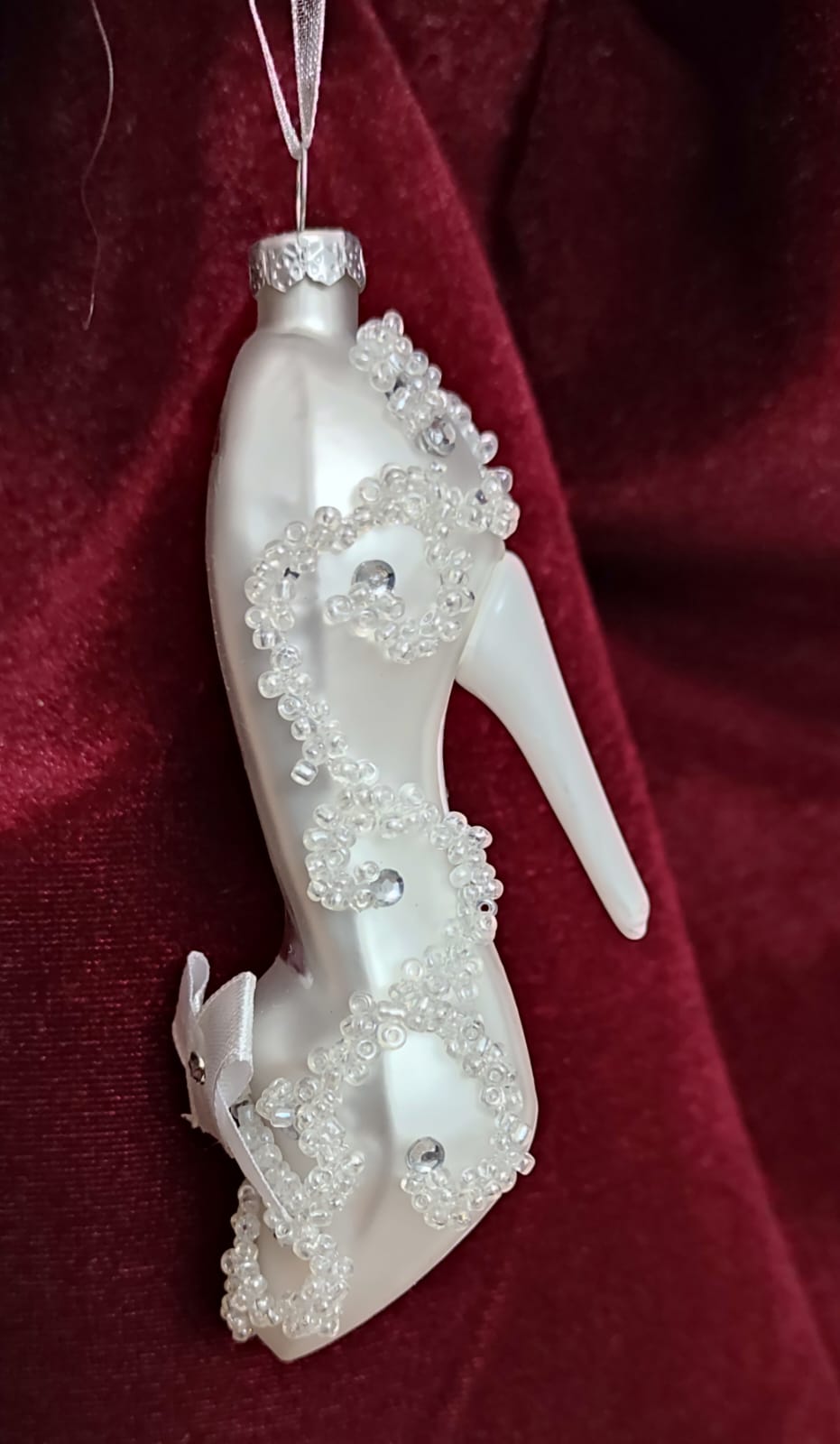 SCARPA CON PERLE DECORAZIONE PER ALBERO DI NATALE