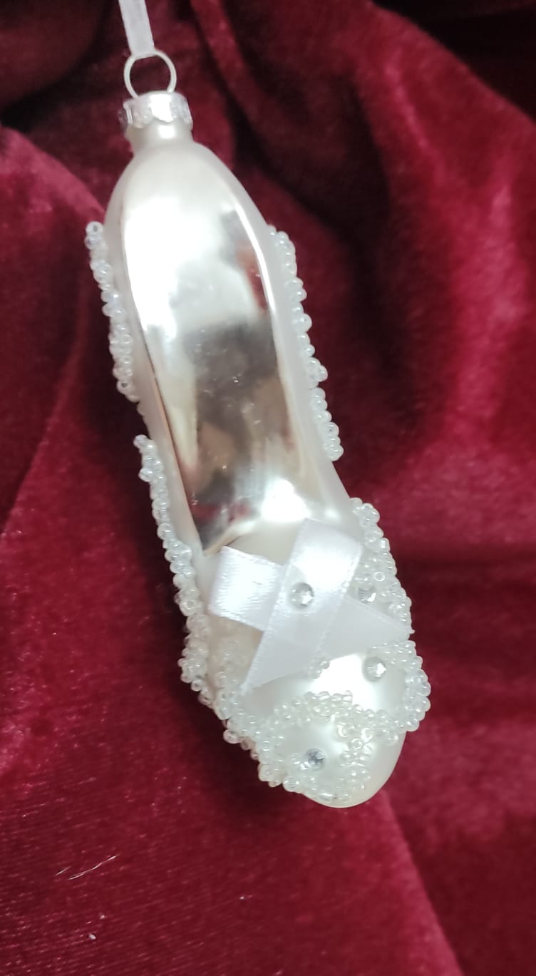 SCARPA CON PERLE DECORAZIONE PER ALBERO DI NATALE