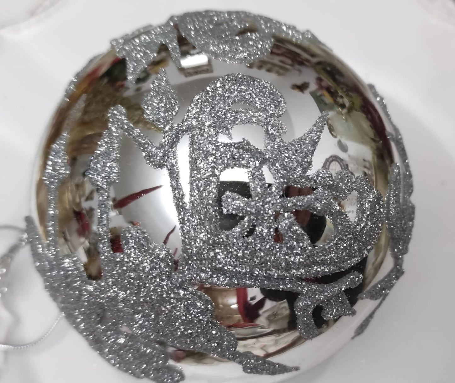 PALLINA DI NATALE ARGENTO CON GLITTER