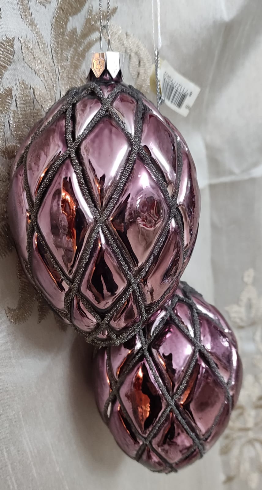 DECORAZIONE PER ALBERO DI NATALE ROSA CON GLITTER