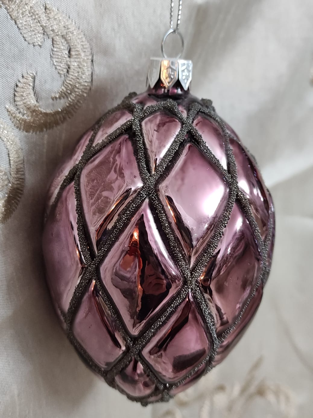 DECORAZIONE PER ALBERO DI NATALE ROSA CON GLITTER