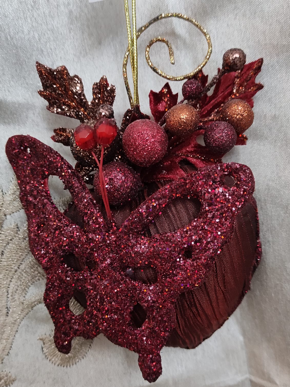 DECORAZIONE PER ALBERO DI NATALE CUORE BORDEAUX