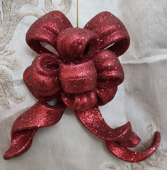 DECORAZIONE PER ALBERO DI NATALE FIOCCO GLITTER