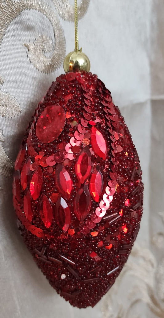 DECORAZIONE ALBERO DI NATALE CON PAILLETTES ROSSE