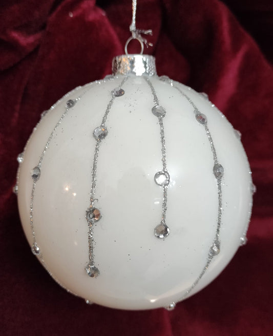DECORAZIONE SFERA BIANCA ALBERO DI NATALE