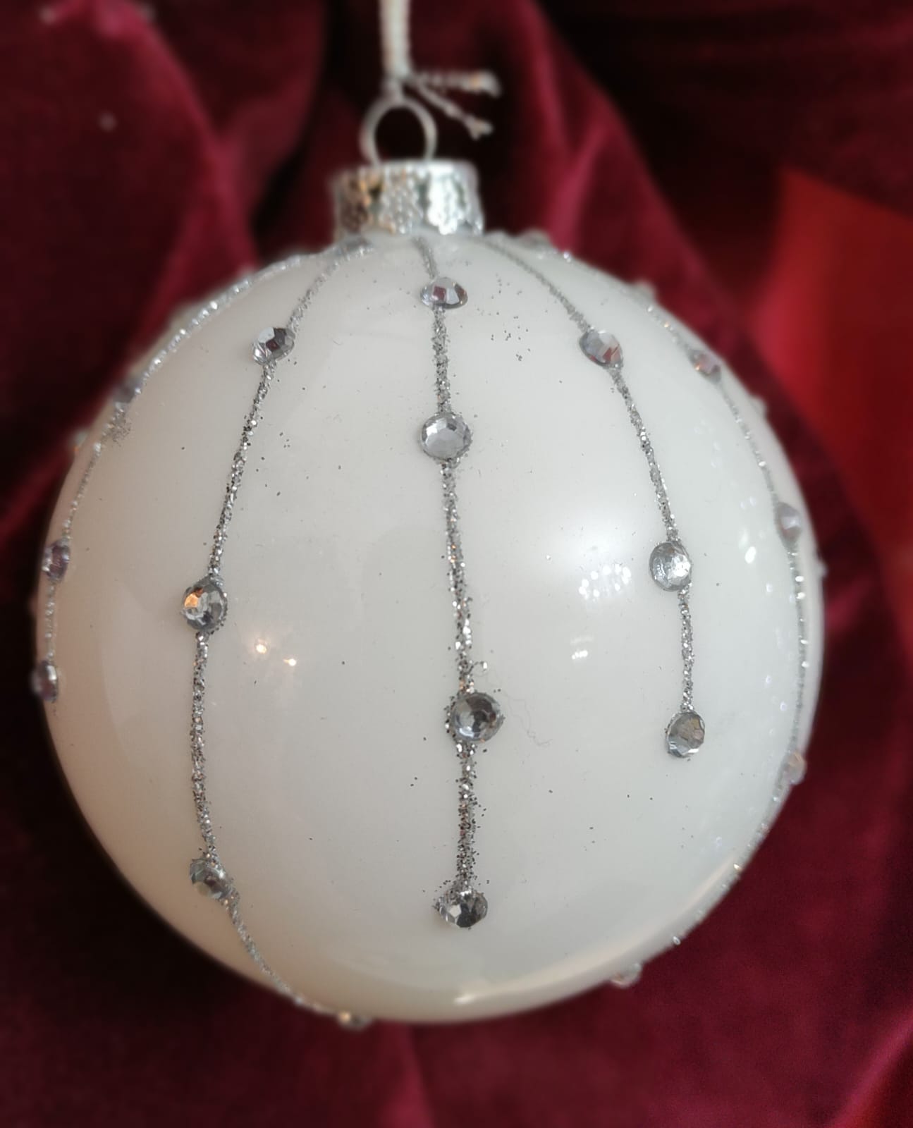 DECORAZIONE SFERA BIANCA ALBERO DI NATALE