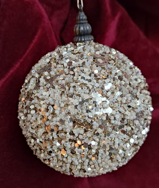 DECORAZIONE GLITTER ORO SFERA ALBERO DI NATALE