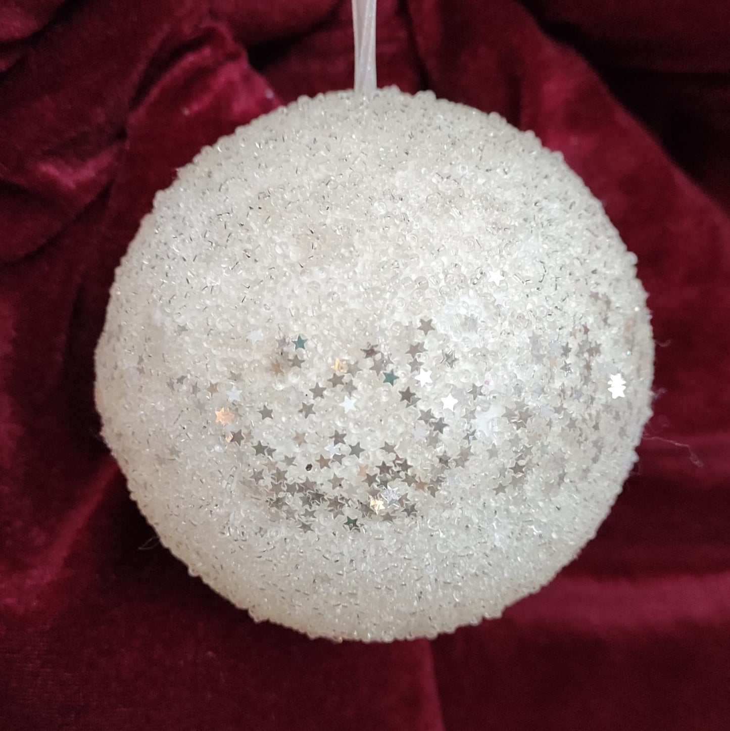 SFERA ALBERO DI NATALE BIANCA INNEVATA