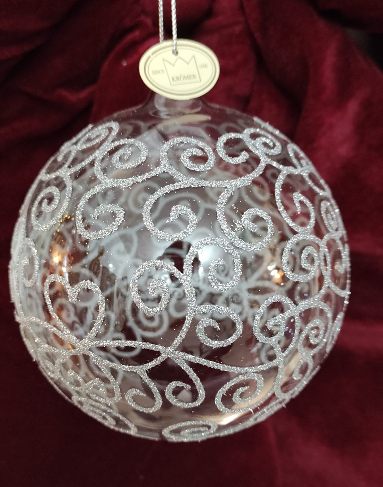 DECORAZIONE SFERA VETRO ALBERO DI NATALE ARGENTO