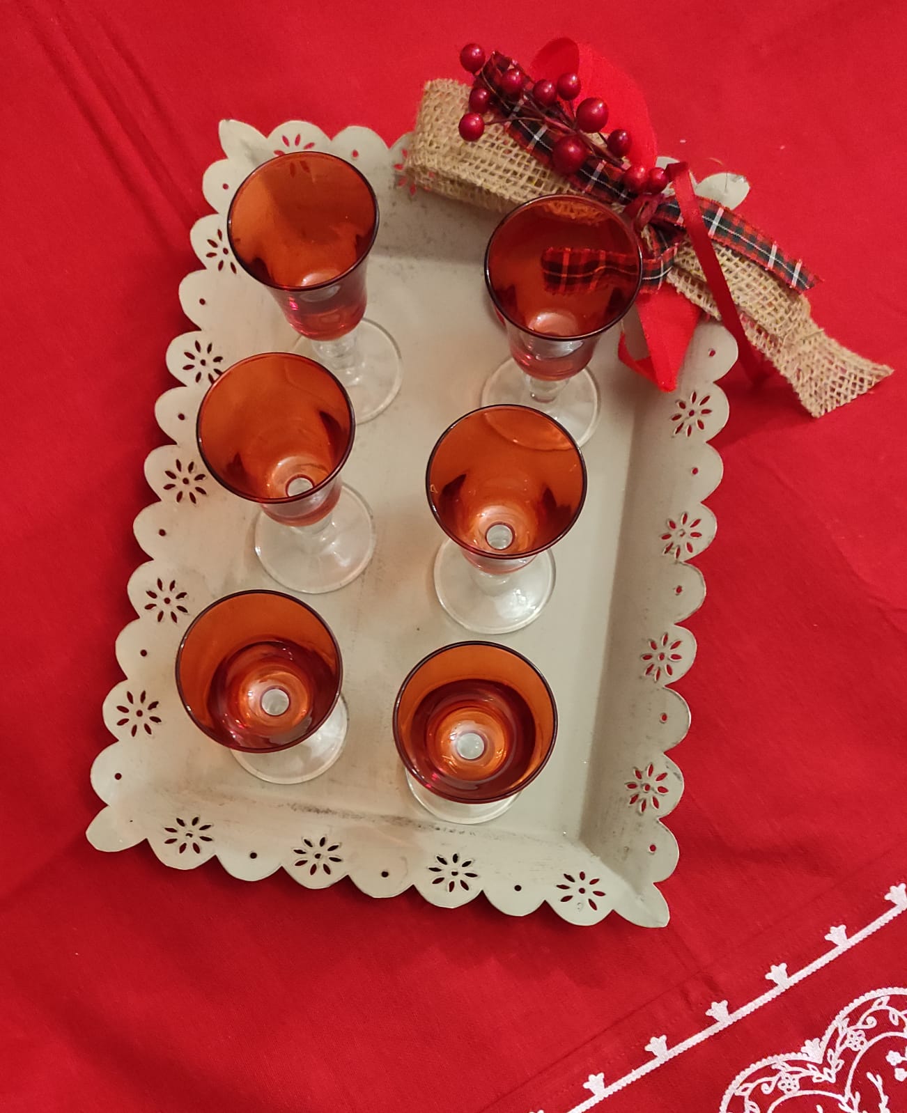 SET 6 BICCHIERI DA LIQUORE ROSSI