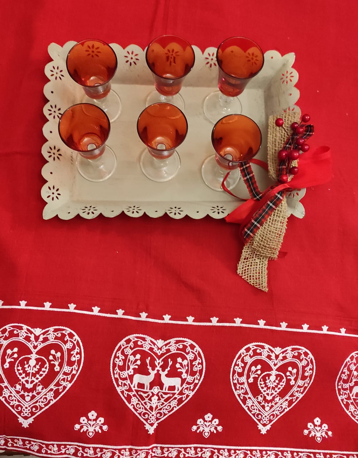 SET 6 BICCHIERI DA LIQUORE ROSSI