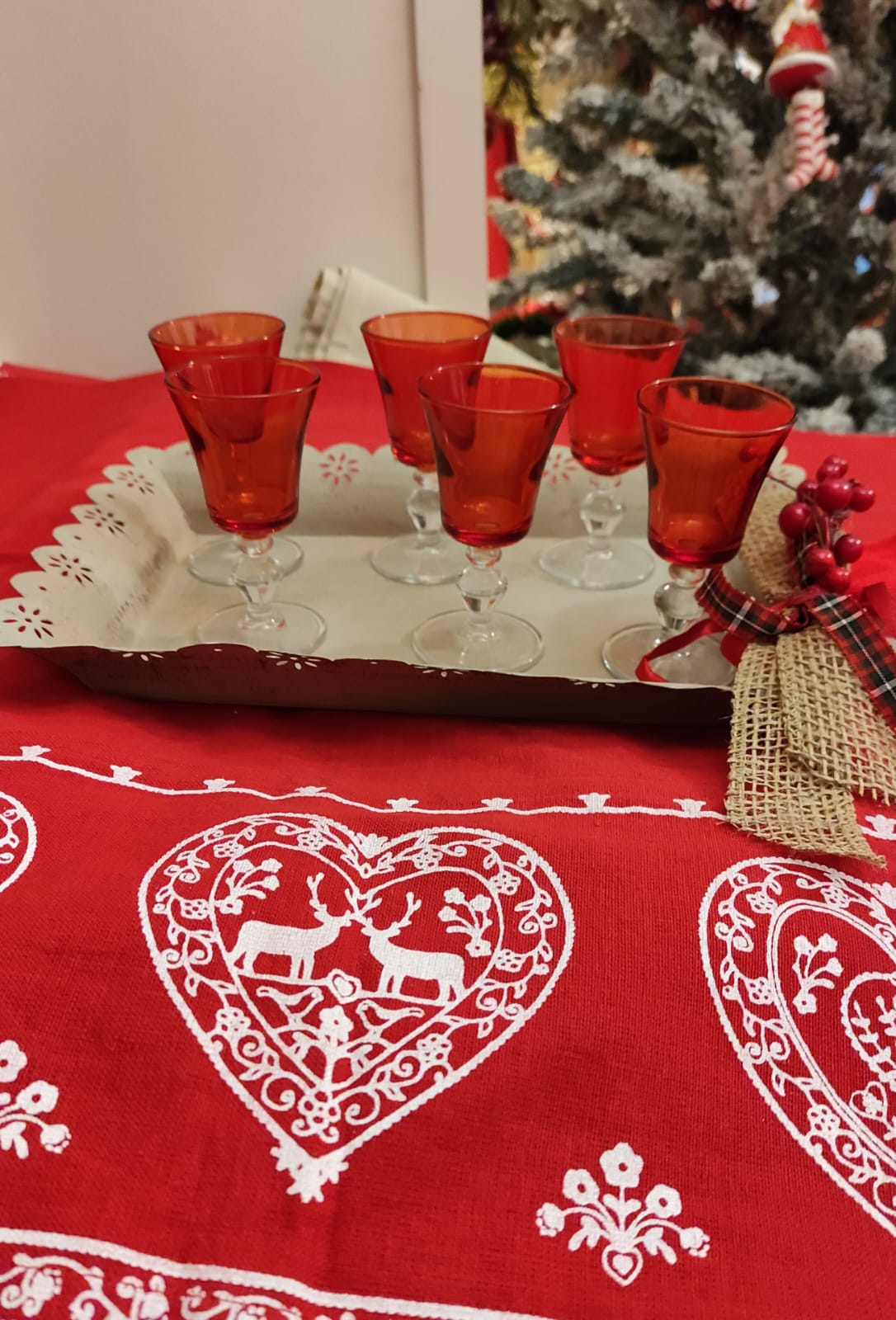 SET 6 BICCHIERI DA LIQUORE ROSSI