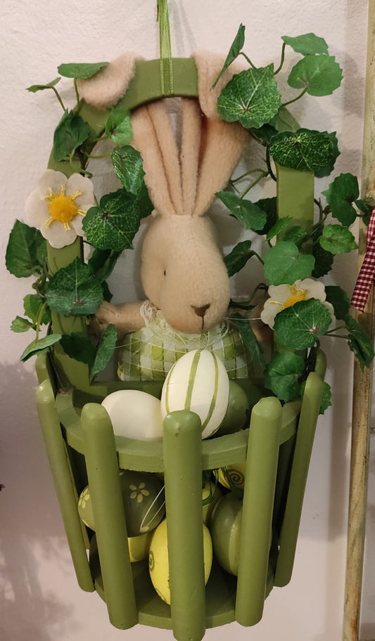 DECORAZIONE PASQUA CONIGLIO CON UOVA CESTINO