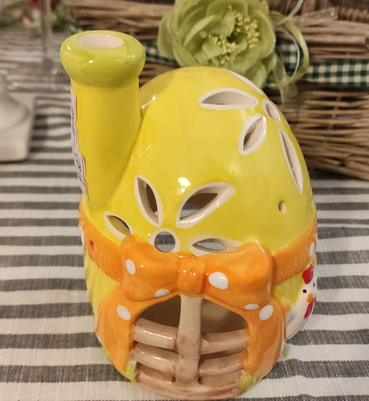 PORTA TEALIGHT UOVO FIOCCO PASQUA