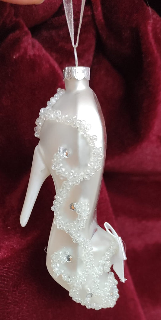 SCARPA CON PERLE DECORAZIONE PER ALBERO DI NATALE