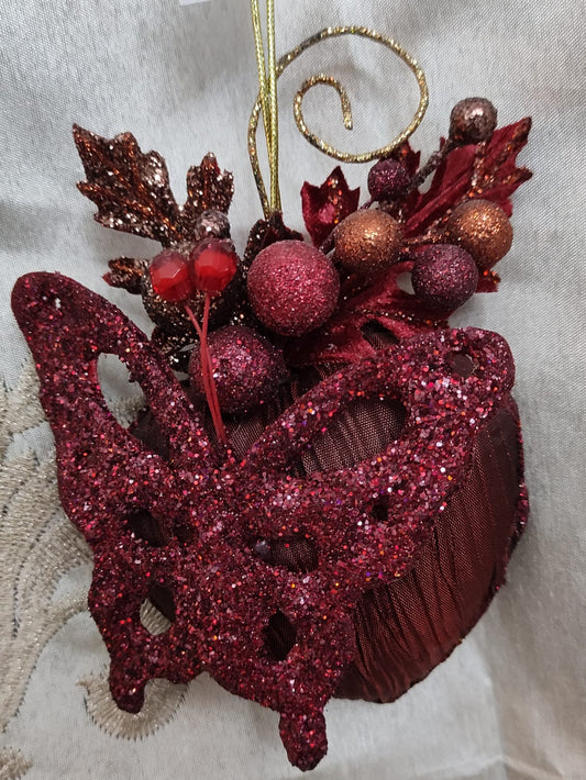DECORAZIONE PER ALBERO DI NATALE CUORE BORDEAUX