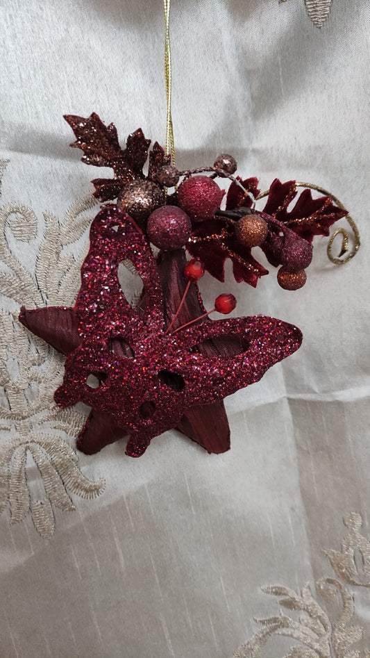 DECORAZIONE PER ALBERO DI NATALE STELLA BORDEAUX