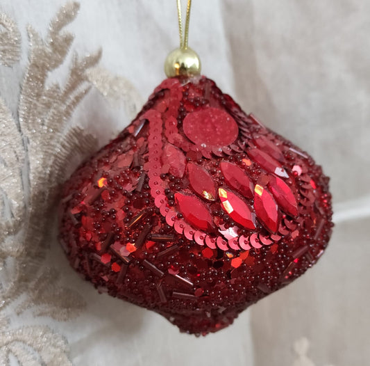DECORAZIONE ALBERO DI NATALE CON PAILLETTES ROSSE