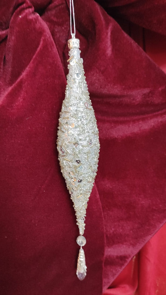 DECORAZIONE PENDENTE CON PERLINE ALBERO DI NATALE