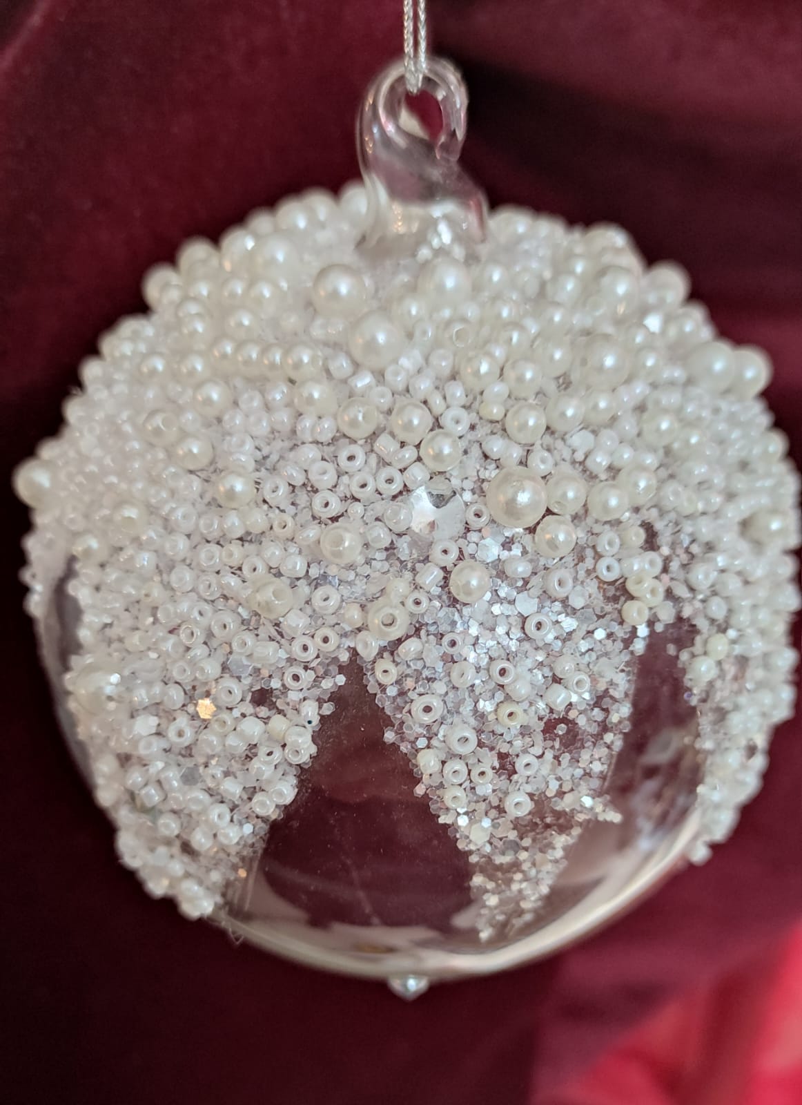 SFERA VETRO CON PERLE ALBERO DI NATALE