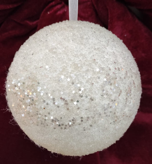 SFERA ALBERO DI NATALE BIANCA INNEVATA