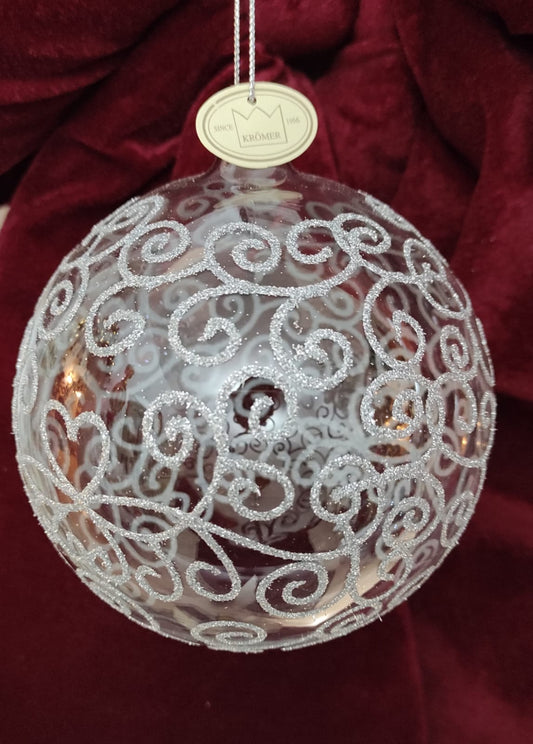 DECORAZIONE SFERA VETRO ALBERO DI NATALE ARGENTO