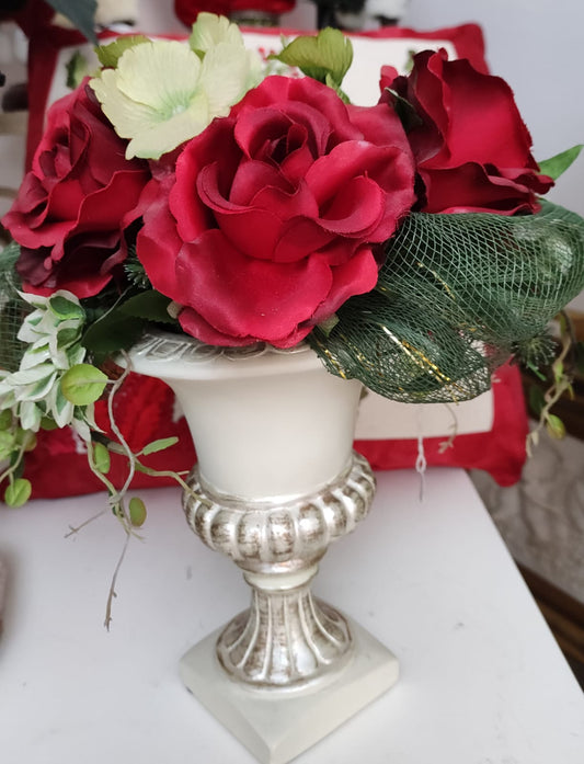 COMPOSIZIONE FIORI ROSSI CON VASO