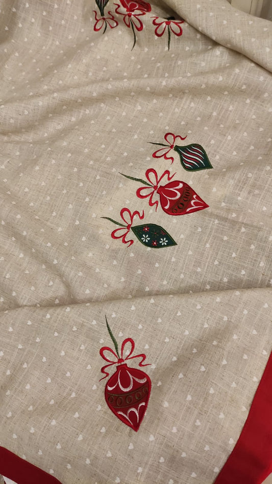 TOVAGLIA BORDO ROSSO CON DECORAZIONE NATALIZIA